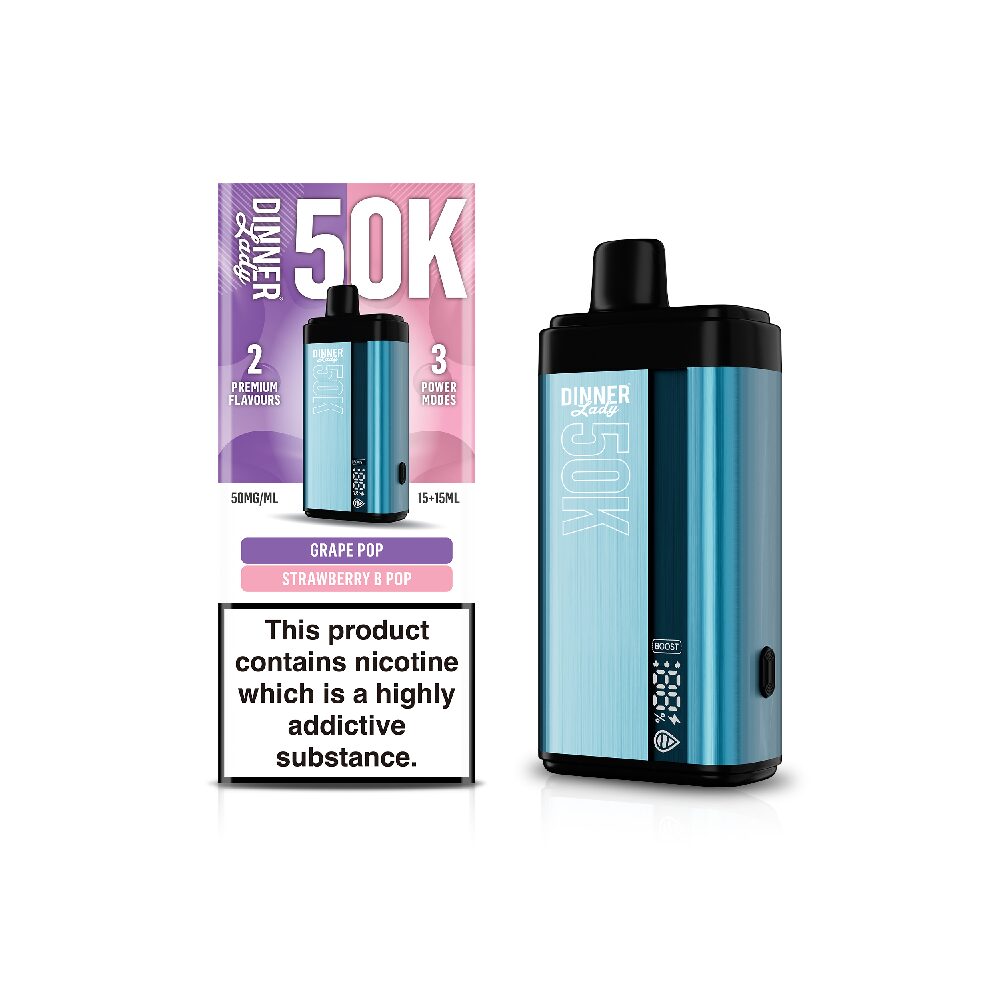 Dinner Lady 50K Disposable 15 mL Grape Pop + 15mL Strawberry B-Pop with packaging