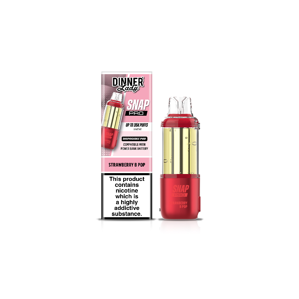 Dinner Lady Snap Pro 35K Disposable Pod Strawberry B-Pop with packaging