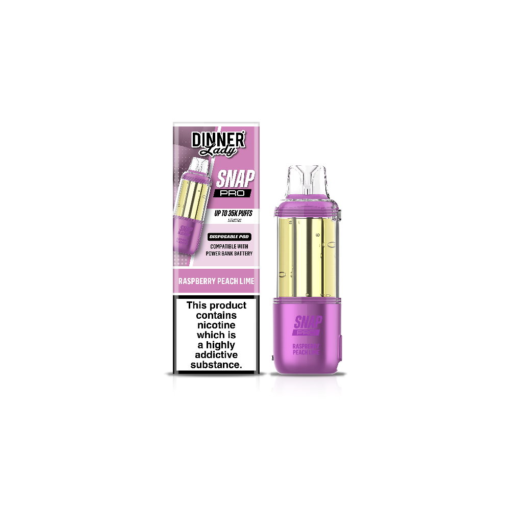 Dinner Lady Snap Pro 35K Disposable Pod Raspberry Peach Lime with packaging