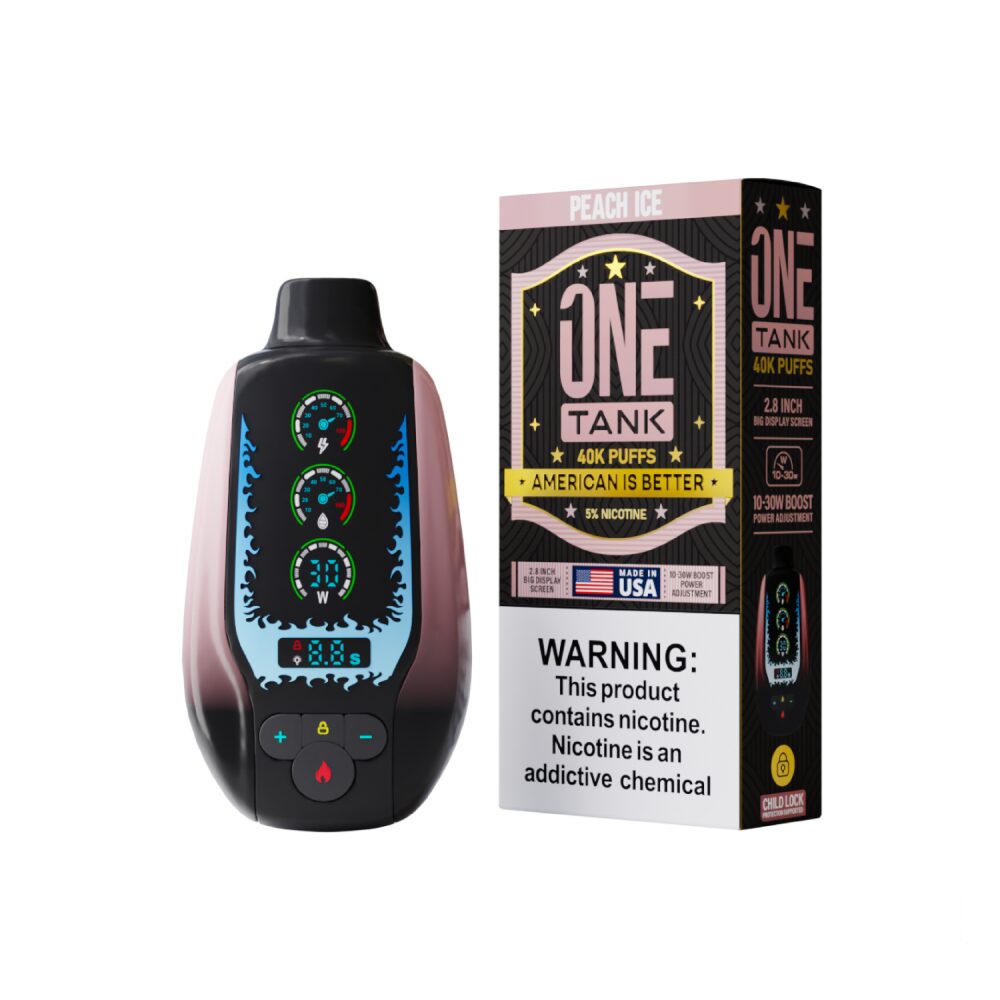 One Tank 40K Disposable Peach Ice with packaging