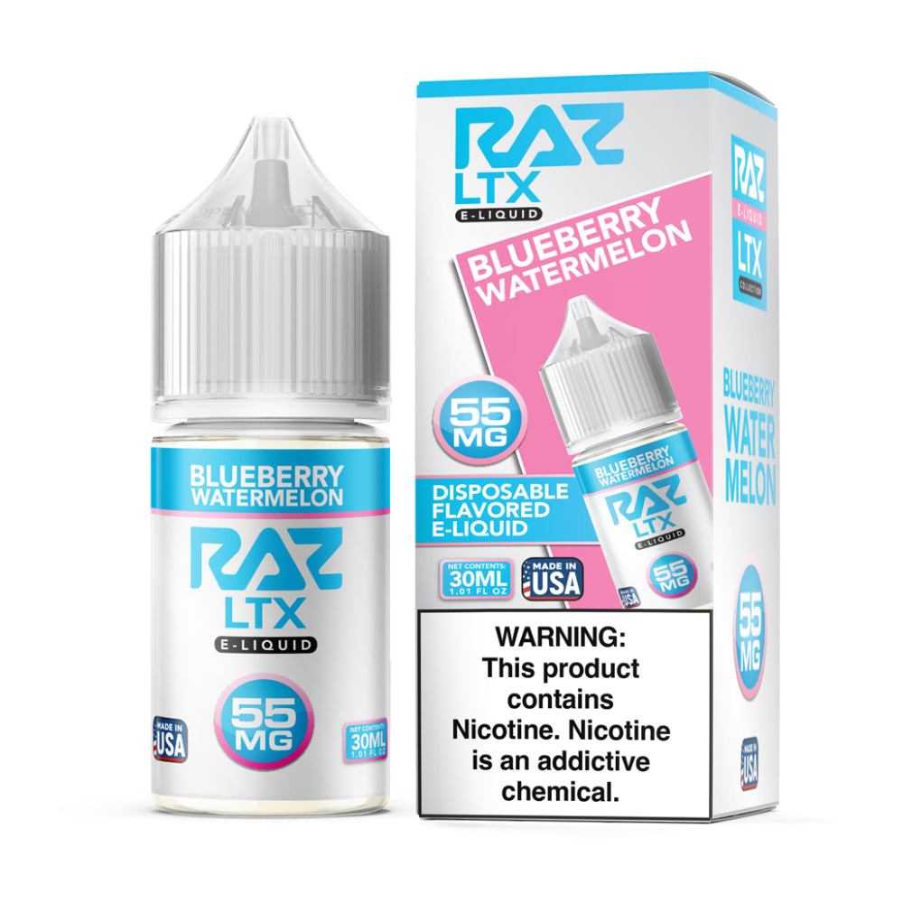 Blueberry Watermelon RAZ LTX Salts 30mL Bottle with packaging