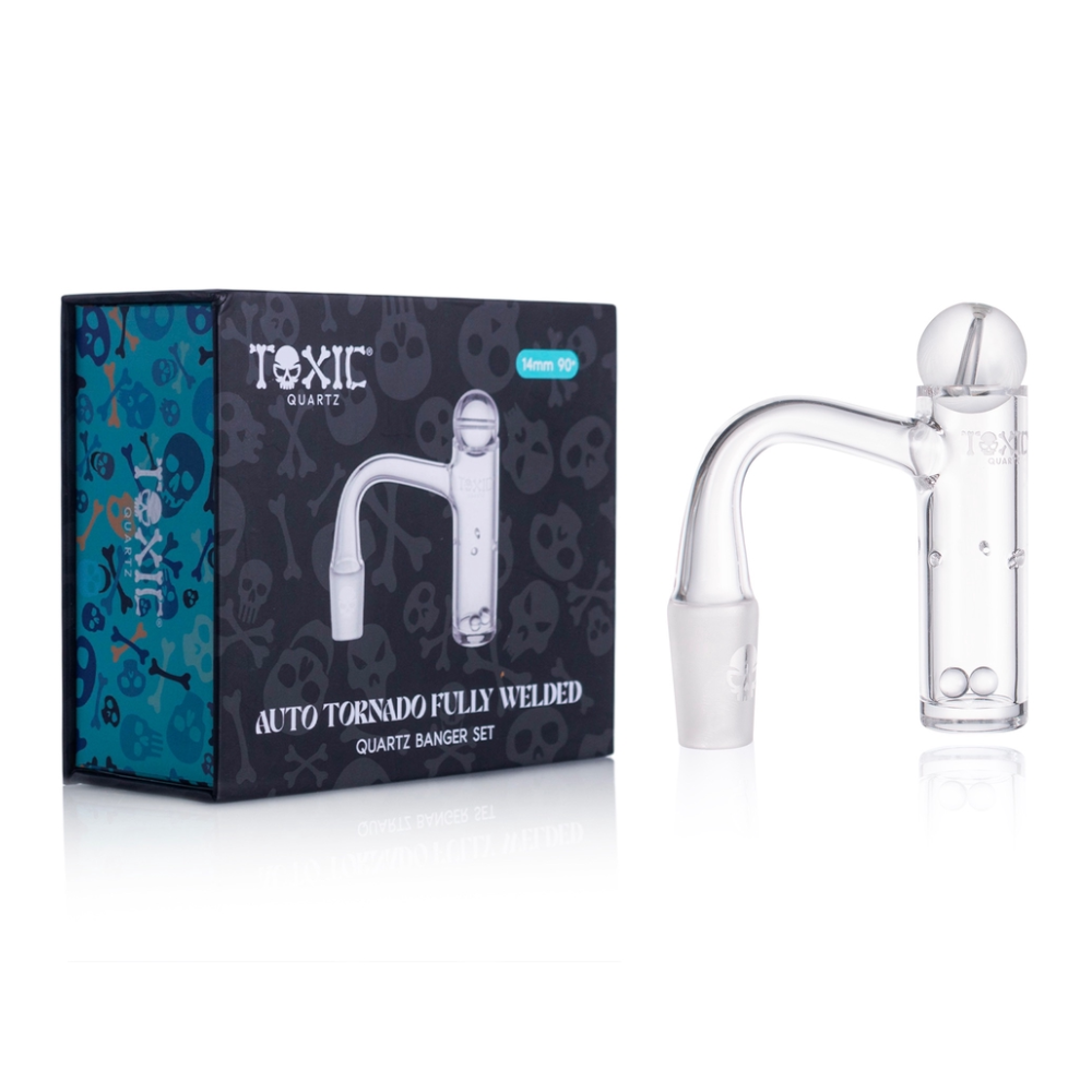 MKGlass TXQB4 Toxic Quartz 14MM 90° Auto Tornado Fully Welded Quartz Banger Set with packaging