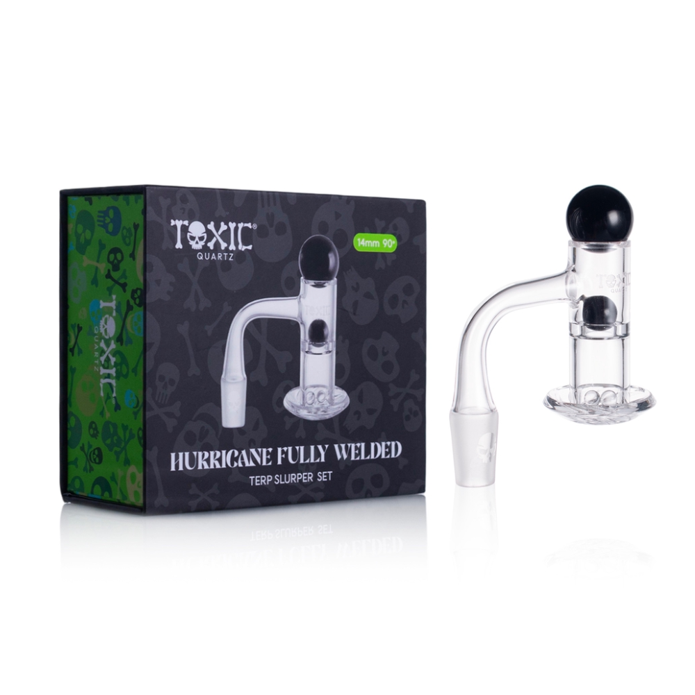 MKGlass TXQB1 Toxic Quartz 14MM 90° Hurricane Fully Welded Terp Slurper Set with packaging