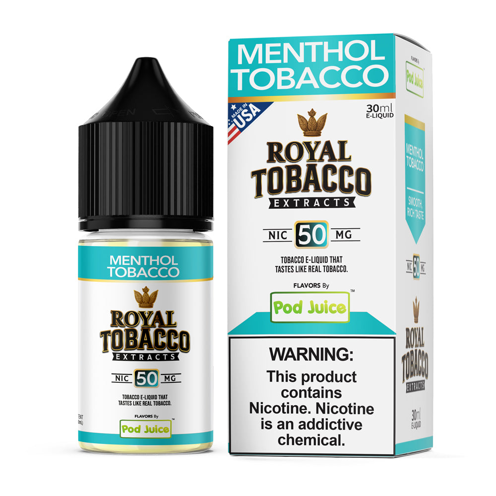 Menthol Tobacco Pod Juice x Royal Tobacco Extracts Salt 30mL with packaging