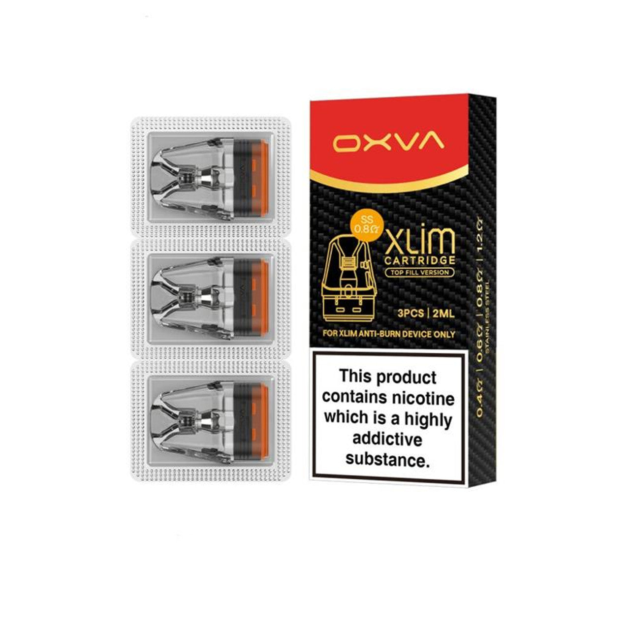 OXVA Xlim Version SS Replacement Pod 0.8ohm with packaging