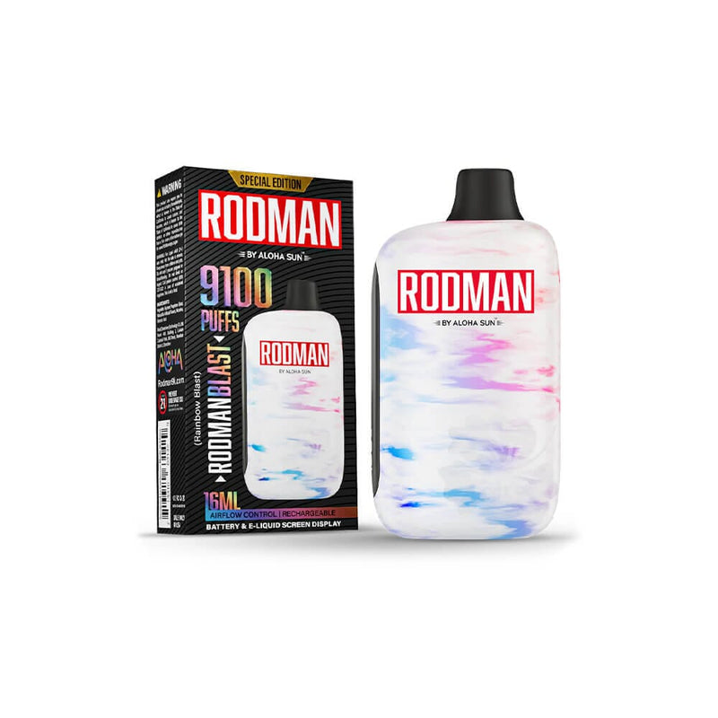 Aloha Sun Rodman Disposable 9100 Puffs 16mL 50mg  Rodman Blast (Rainbow Blast)