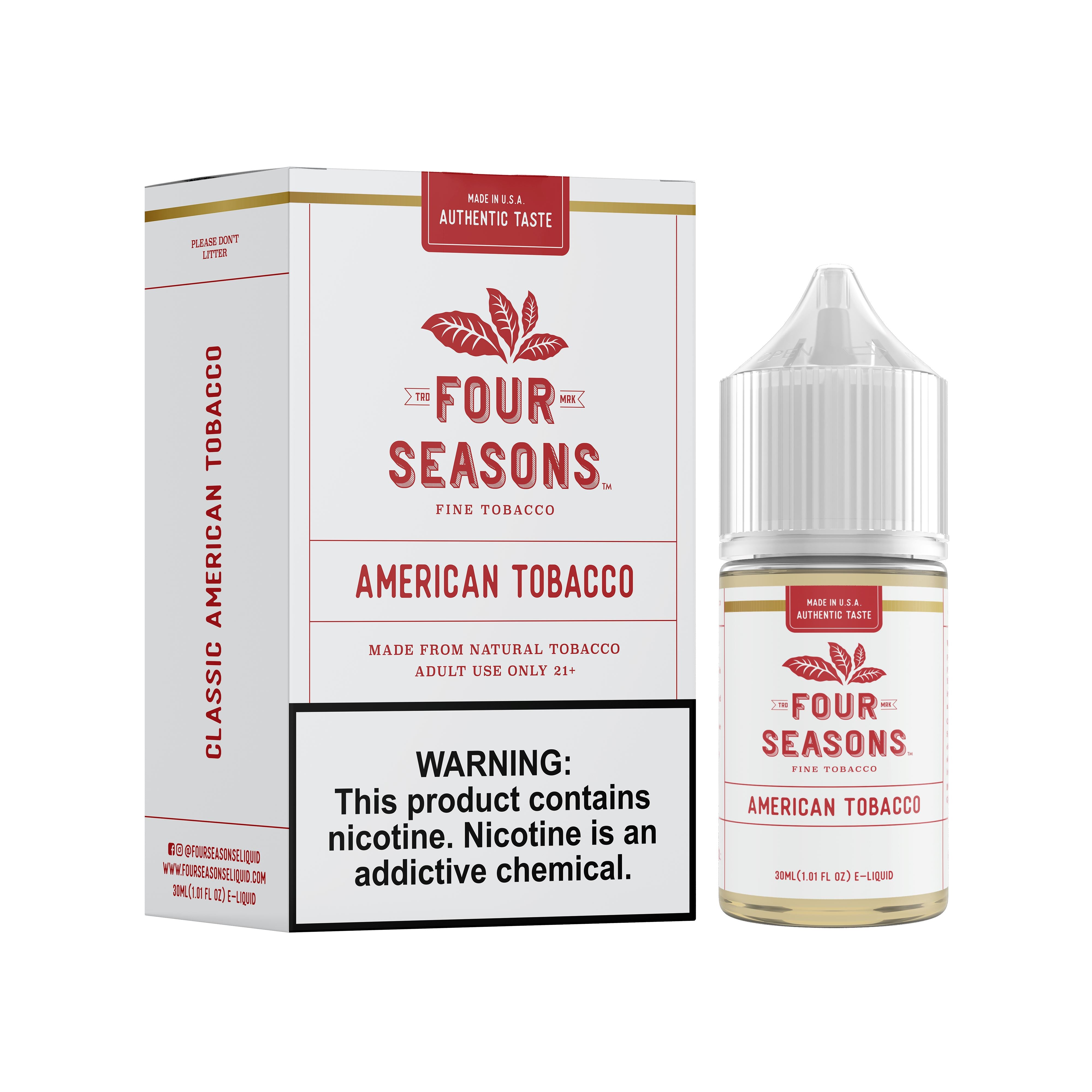 American Tobacco by Four Seasons Free Base 30ML with packaging