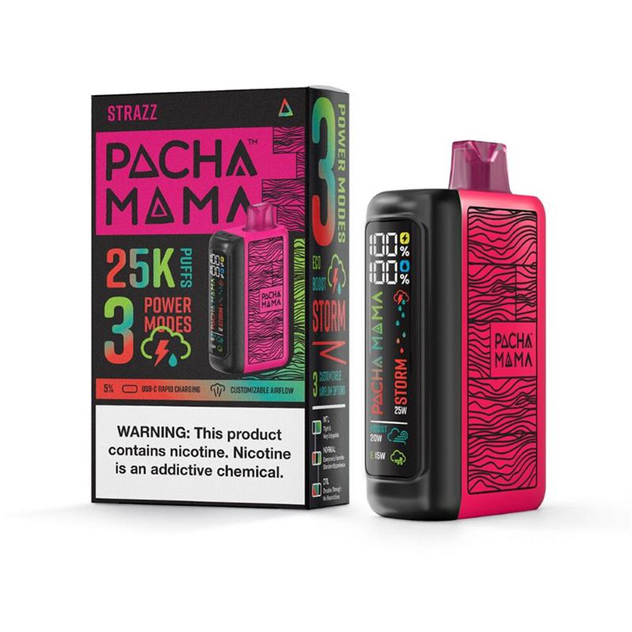 Pachamama 25k Disposable Strazz with packaging