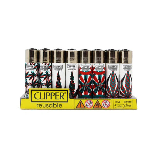 Clipper (DSPLY 48pc)(Lighter) CP11R Reusable Classic Large Value Pack printed neon leaves