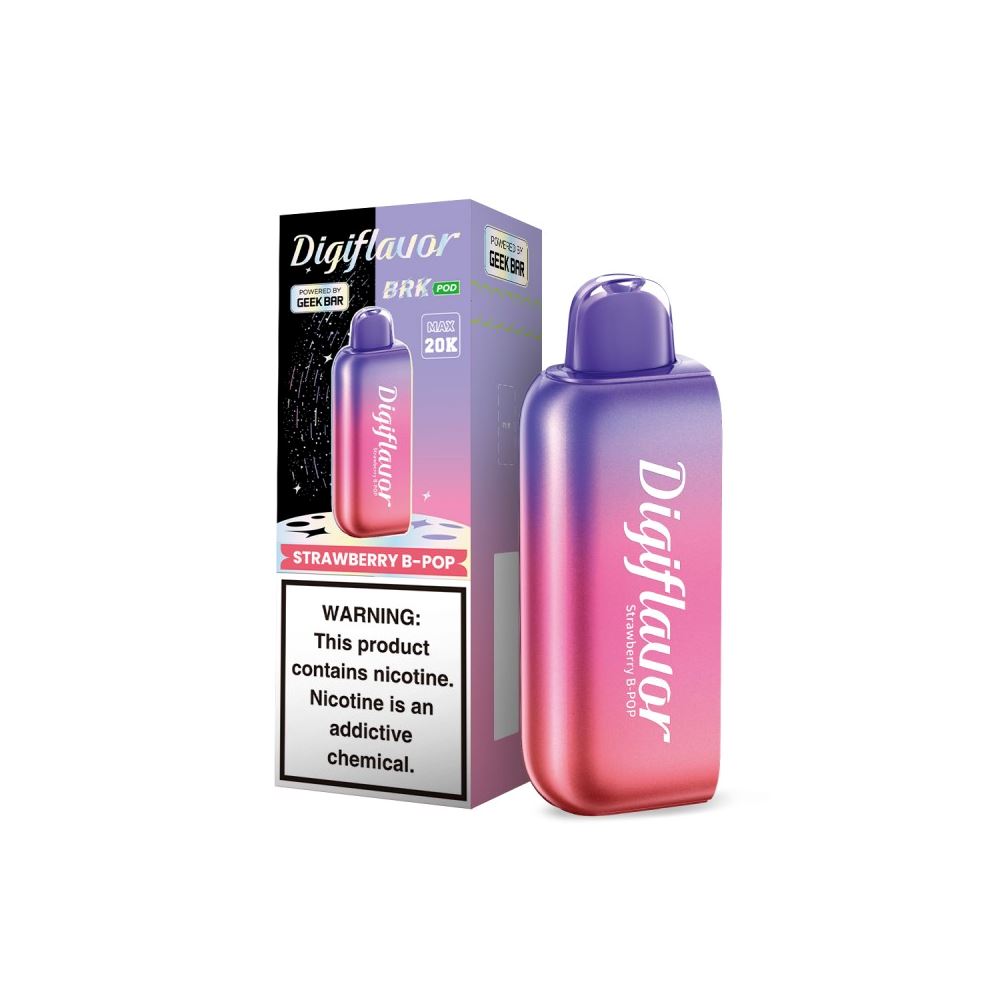 Digi Flavor BRK 20000 Puff Disposable E-Cig by Geek Bar 50mg 12mL Strawberry B-Pop with packaging