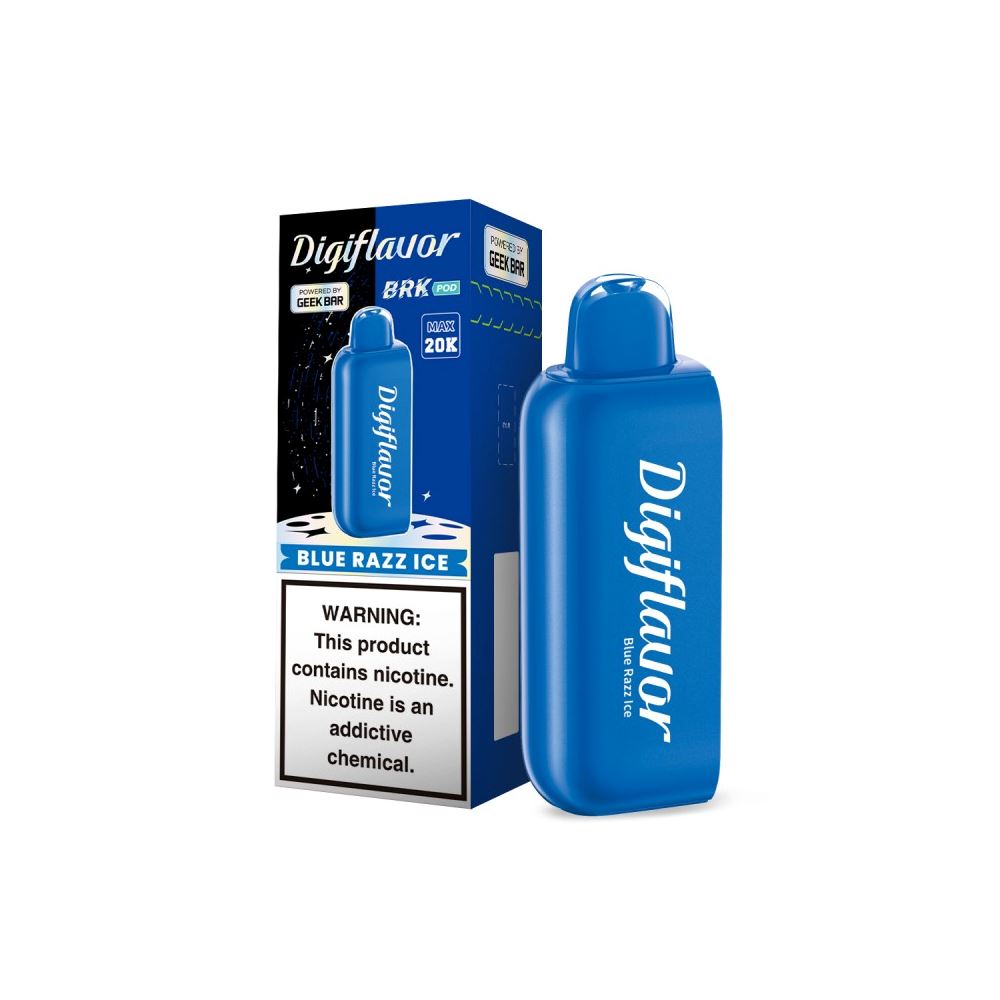 Digi Flavor BRK 20000 Puff Disposable E-Cig by Geek Bar 50mg 12mL Blue Razz Ice with packaging