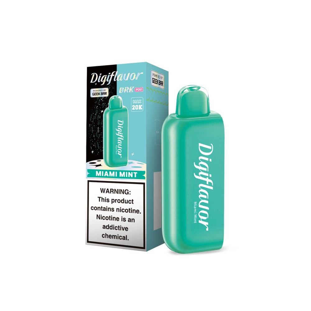 Digi Flavor BRK 20000 Puff Disposable E-Cig by Geek Bar 50mg 12mL Miami Mint with packaging