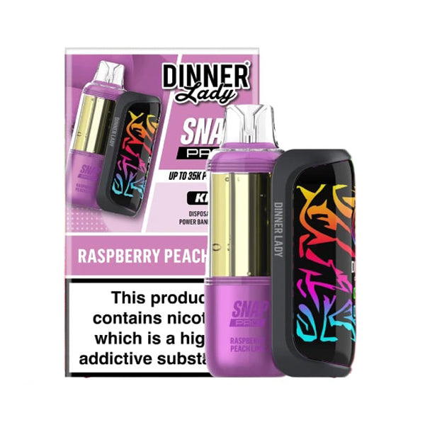 Dinner Lady Snap Pro 35K Disposable (Dispo + Power Dock) raspberry peach lime with packaging