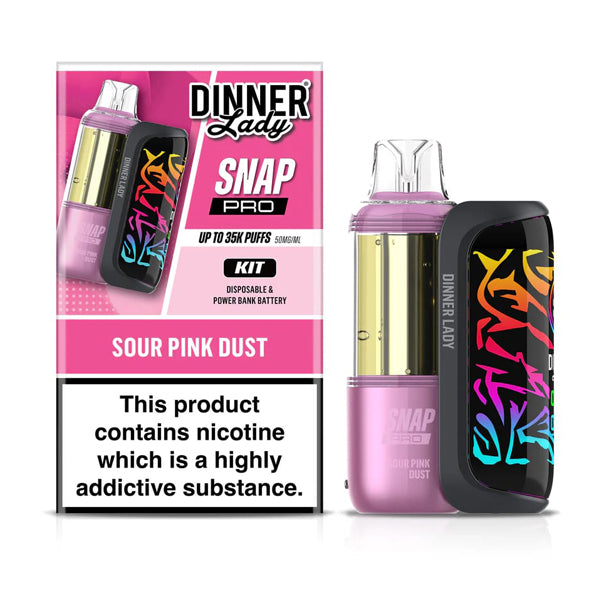 Dinner Lady Snap Pro 35K Disposable (Dispo + Power Dock) sour pink dust with packaging