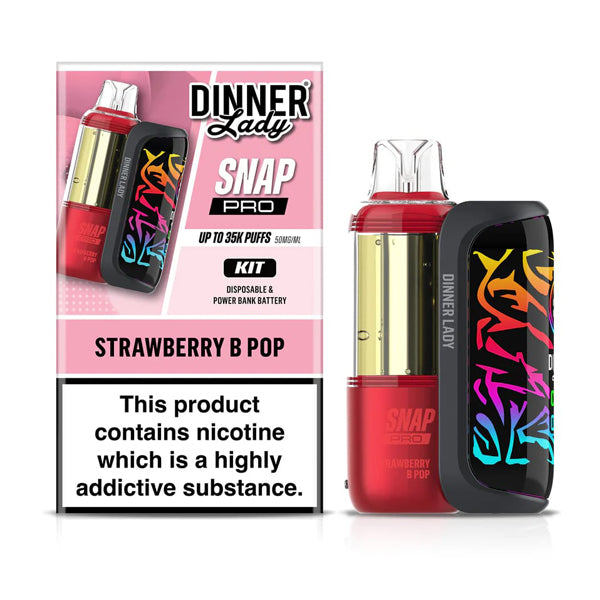 Dinner Lady Snap Pro 35K Disposable (Dispo + Power Dock) strawberry b-pop with packaging