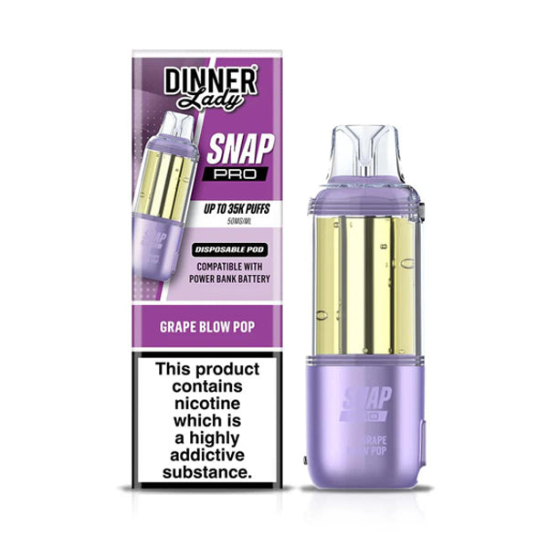 Dinner Lady Snap Pro 35K Disposable Pod grape blow pop with packaging