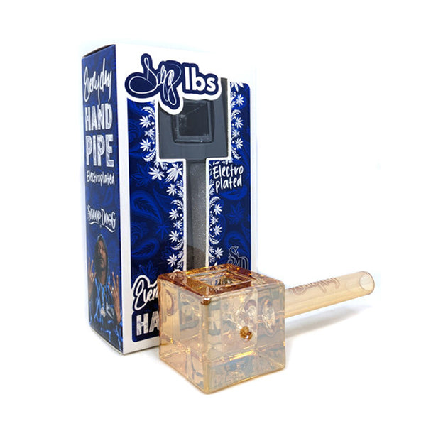 Dogg Lbs (Hand Pipe) 4" Everyday Electro Plated Cube gold with packaging