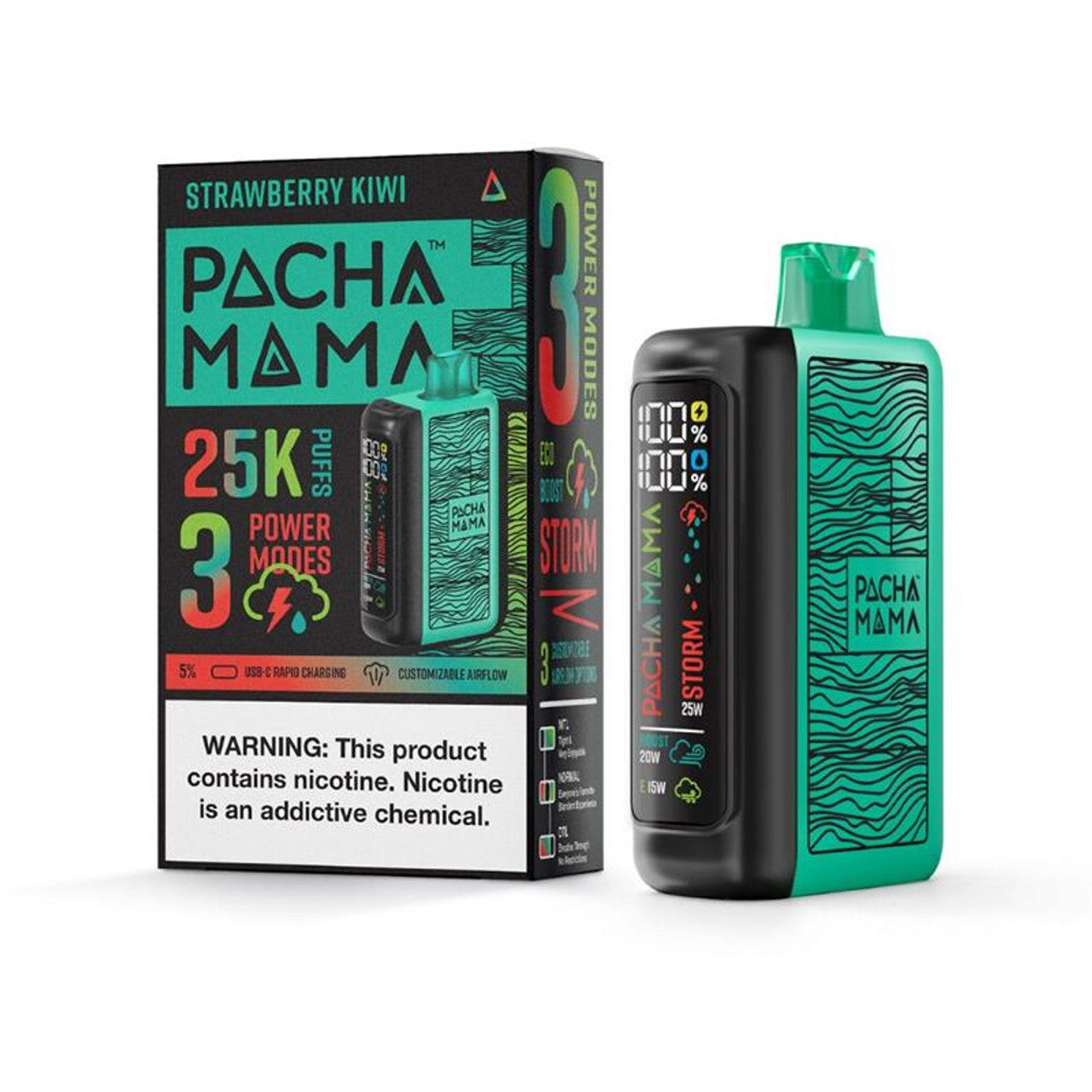 Pachamama 25k Disposable Strawberry Kiwi with packaging