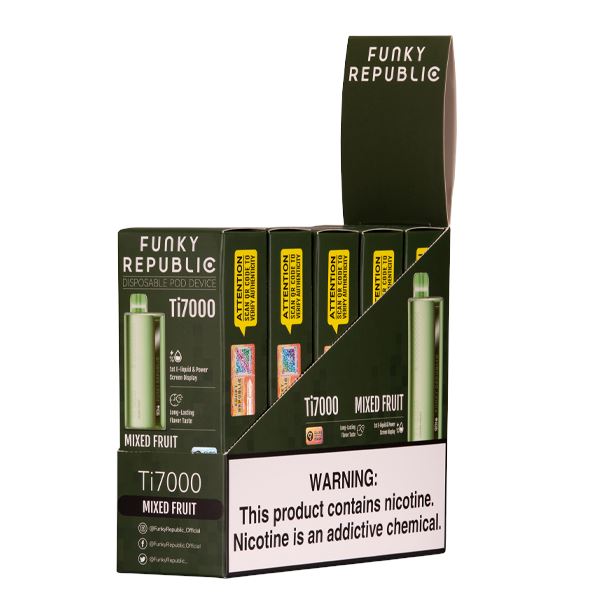 Funky Republic Ti7000 Disposable 7000 Puff 12.8mL 50mg mixed fruit with packaging