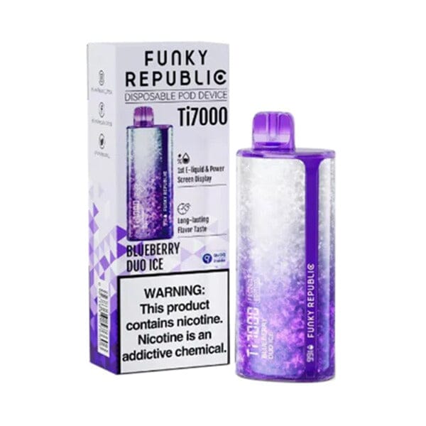 Funky Republic Ti7000 Disposable 7000 Puff 12.8mL 50mg blueberry duo ice with packaging