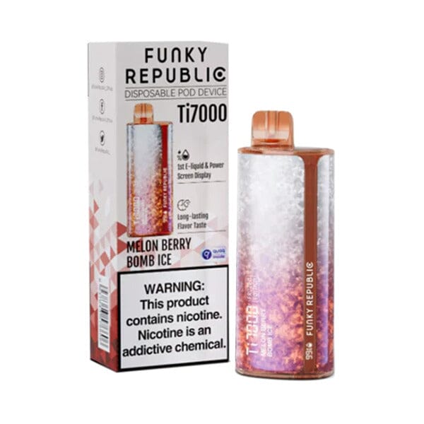 Funky Republic Ti7000 Disposable 7000 Puff 12.8mL 50mg melon berry bomb ice with packaging