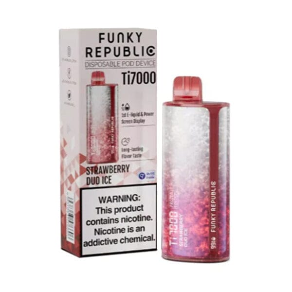Funky Republic Ti7000 Disposable 7000 Puff 12.8mL 50mg strawberry duo ice with packaging