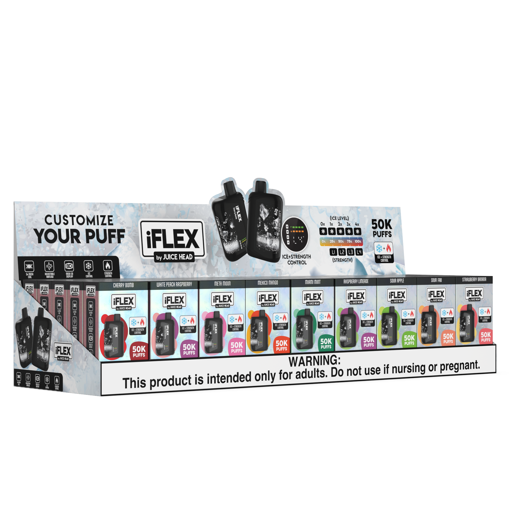 Juice Head iFlex Nixodine 50K Disposable Group Photo with Packaging