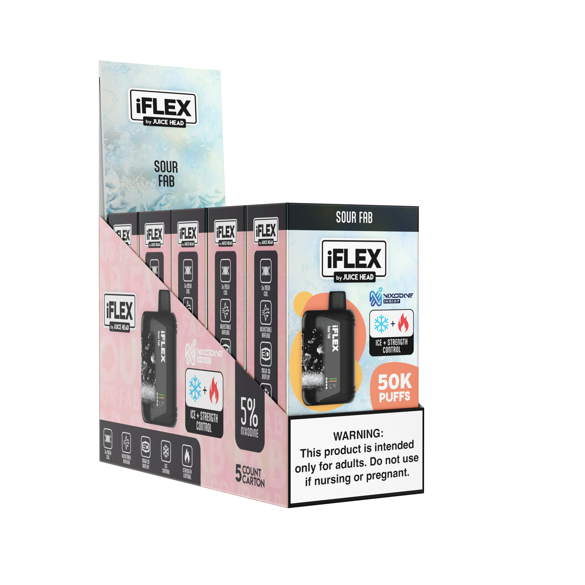 Juice Head iFlex Nixodine 50K Disposable Sour Fab with Packaging