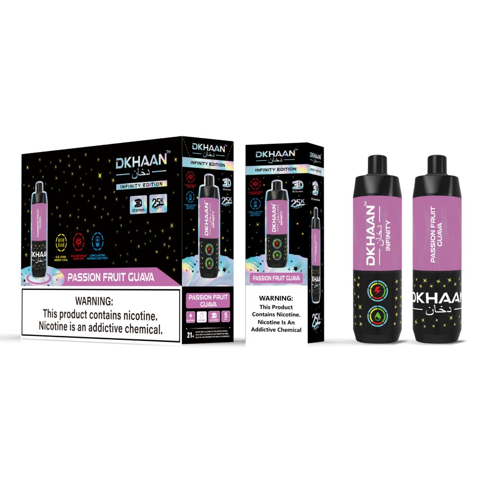 Dkhaan Infinity 25K Disposable Passion Fruit Guava with packaging