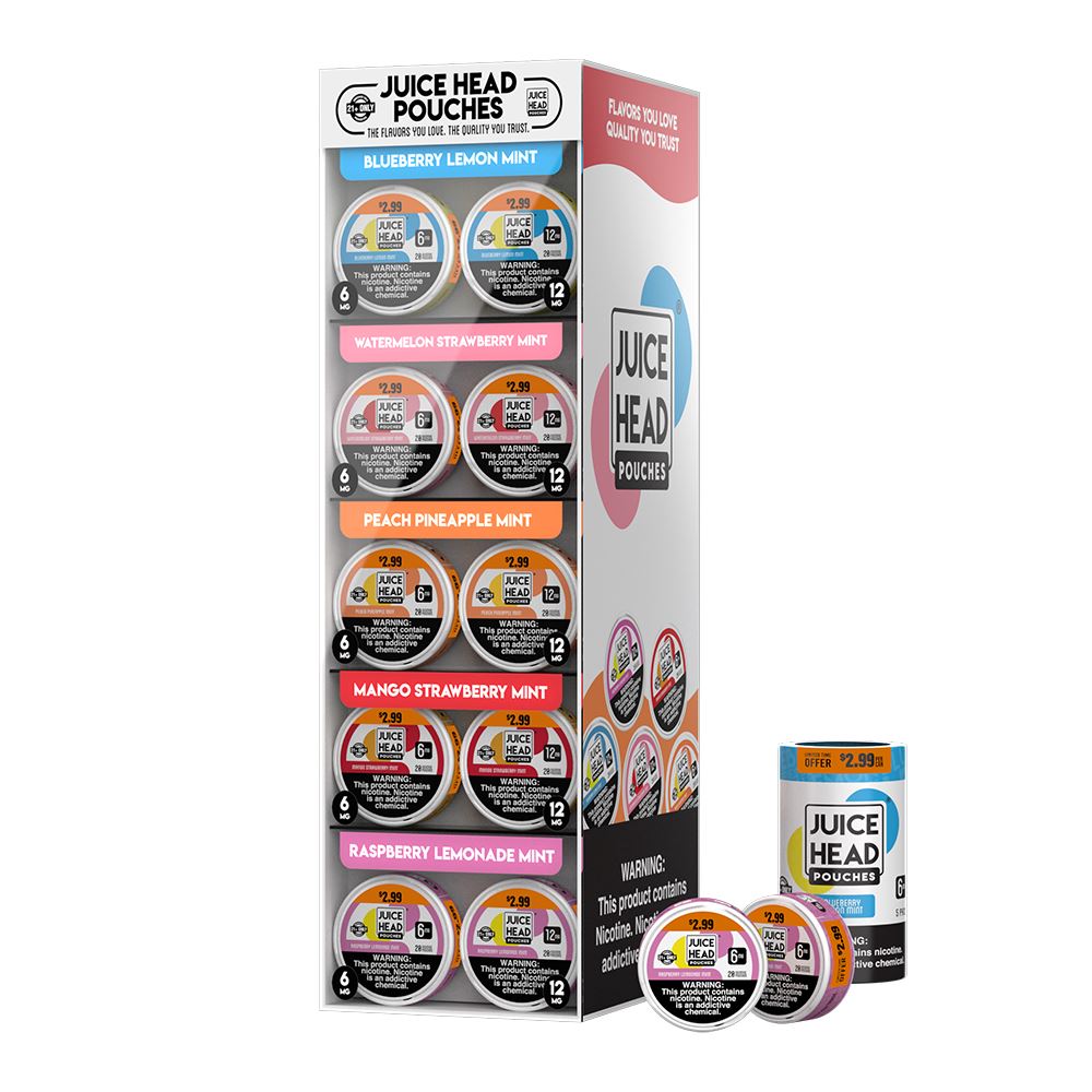Juice Head ZTN Nicotine Pouch 20ct Can x 5-Can Pack Group Photo