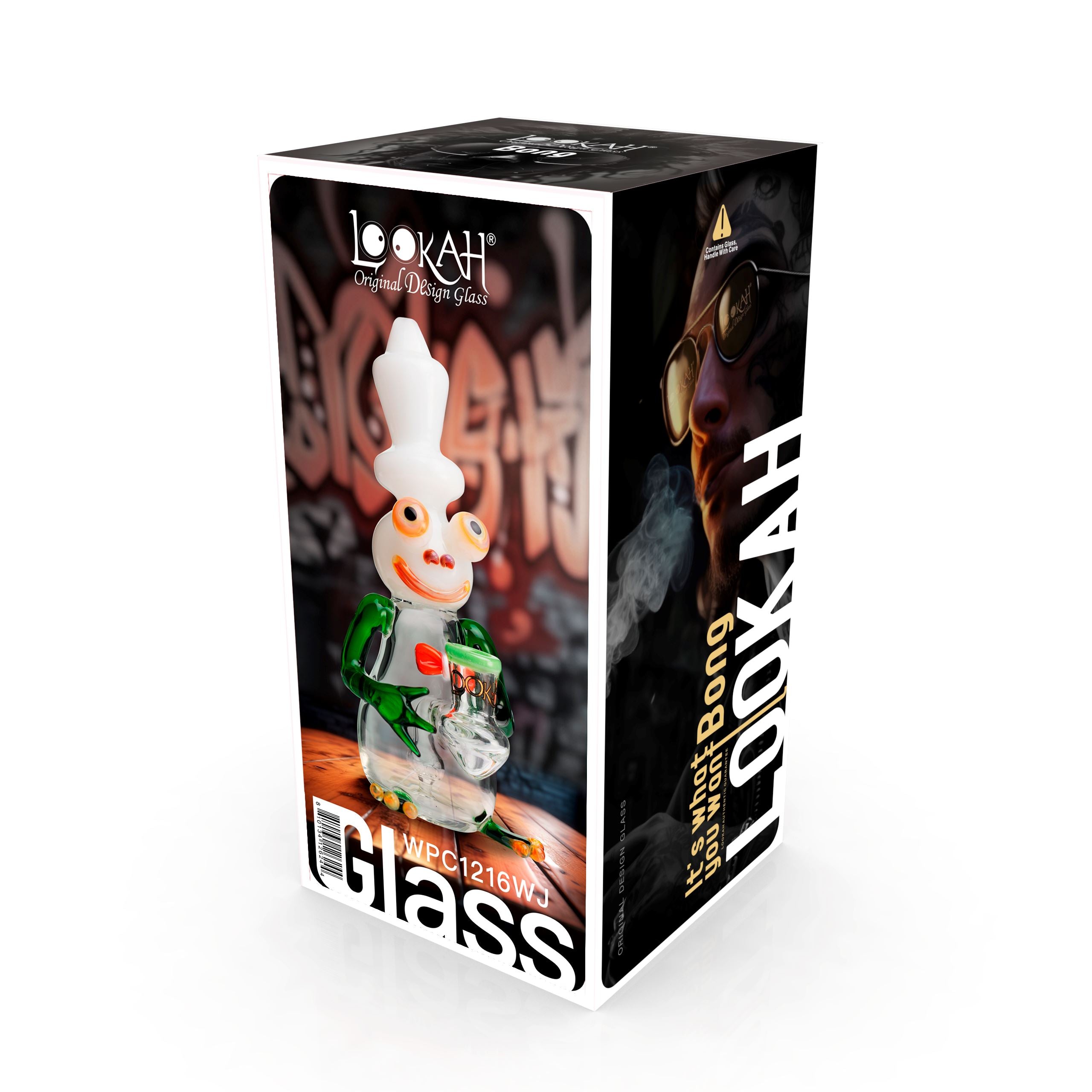 Lookah – 8” Cool Frog Dab Rig (WPC1216) White Jade with Packaging