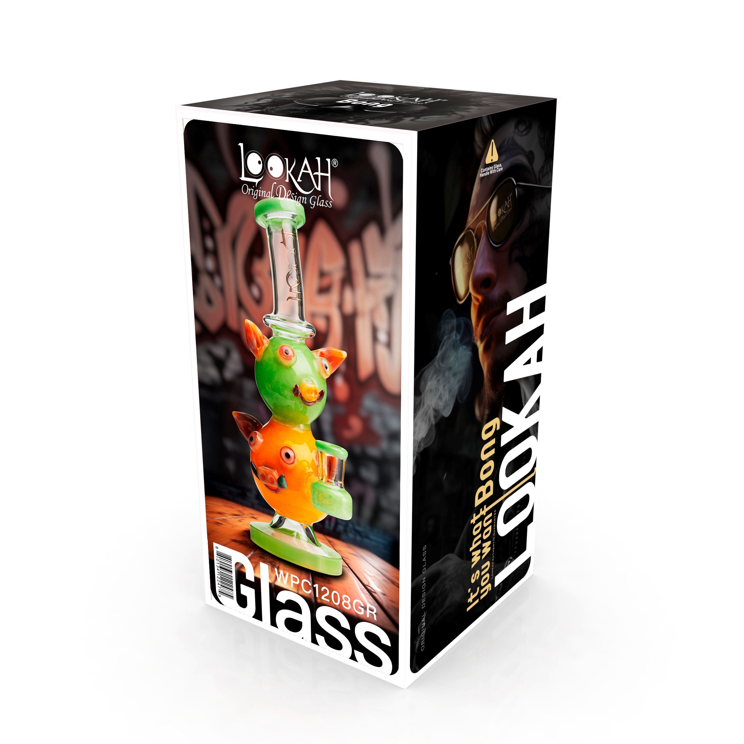 Lookah 9.5“ Cute Double Piggy Dab Rig (WPC1208) Green with Packaging