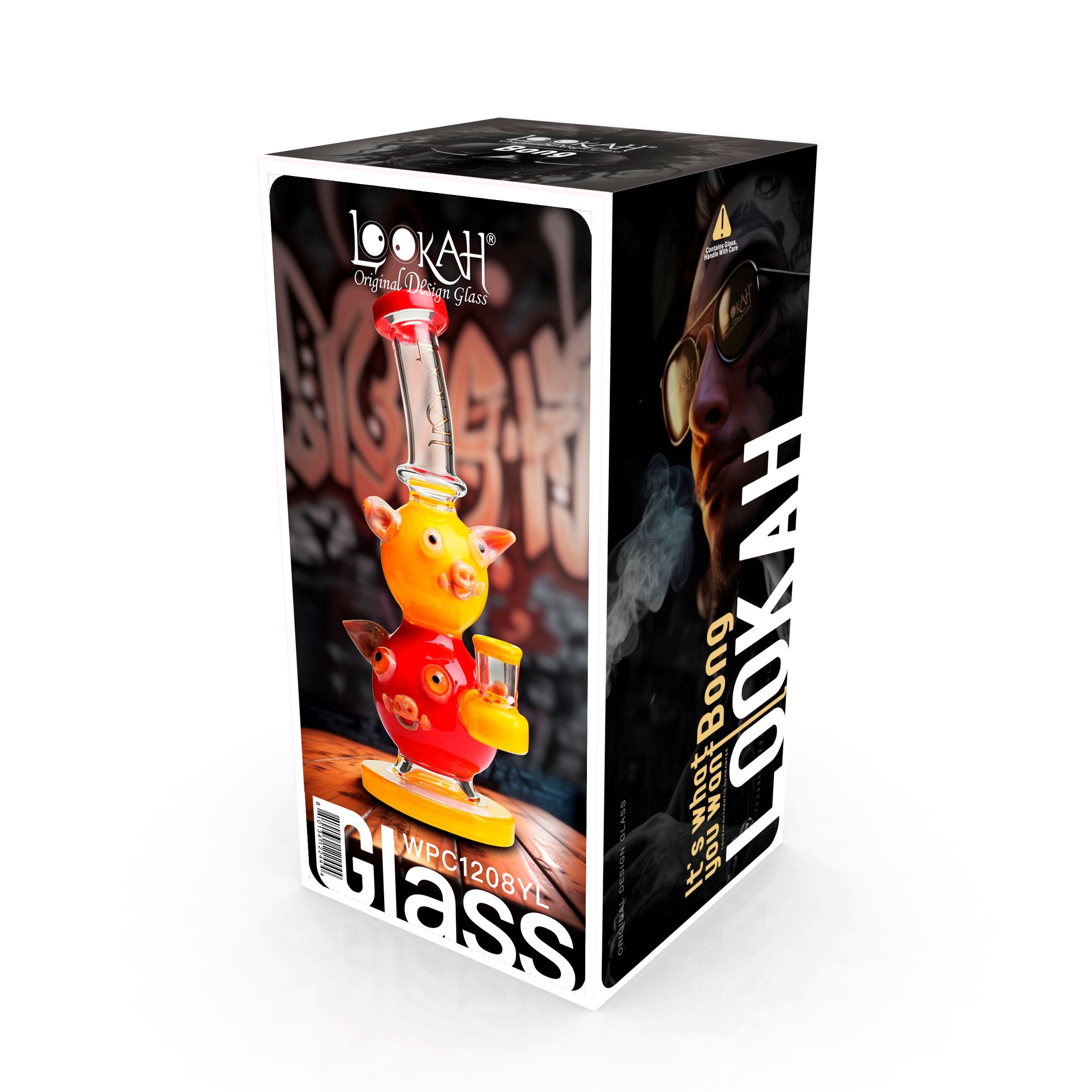Lookah 9.5“ Cute Double Piggy Dab Rig (WPC1208) Yellow with Packaging