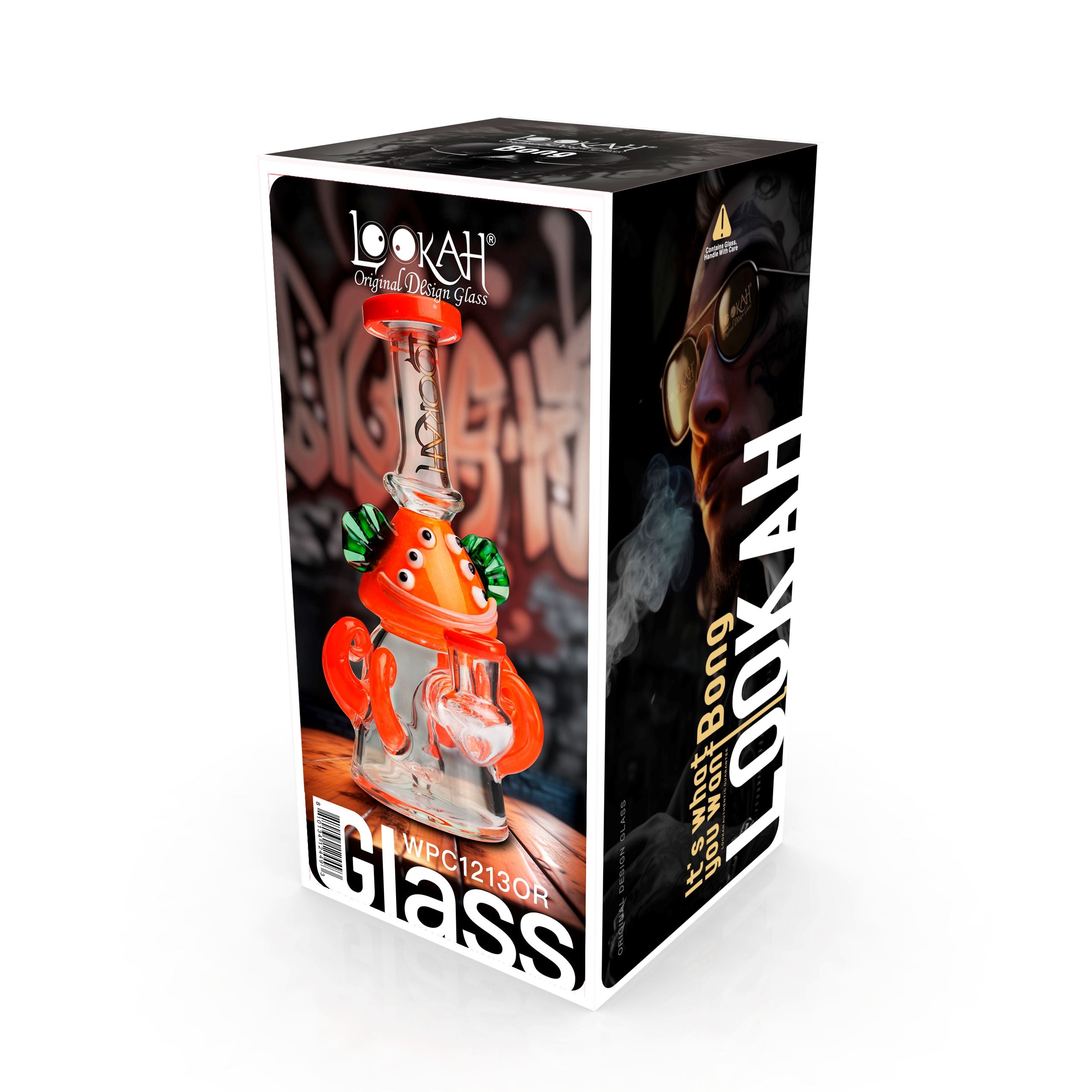 Lookah 8” Mini Cute Six Eyes Clown Octopus Dab Rig (WPC1213) Orange with Packaging
