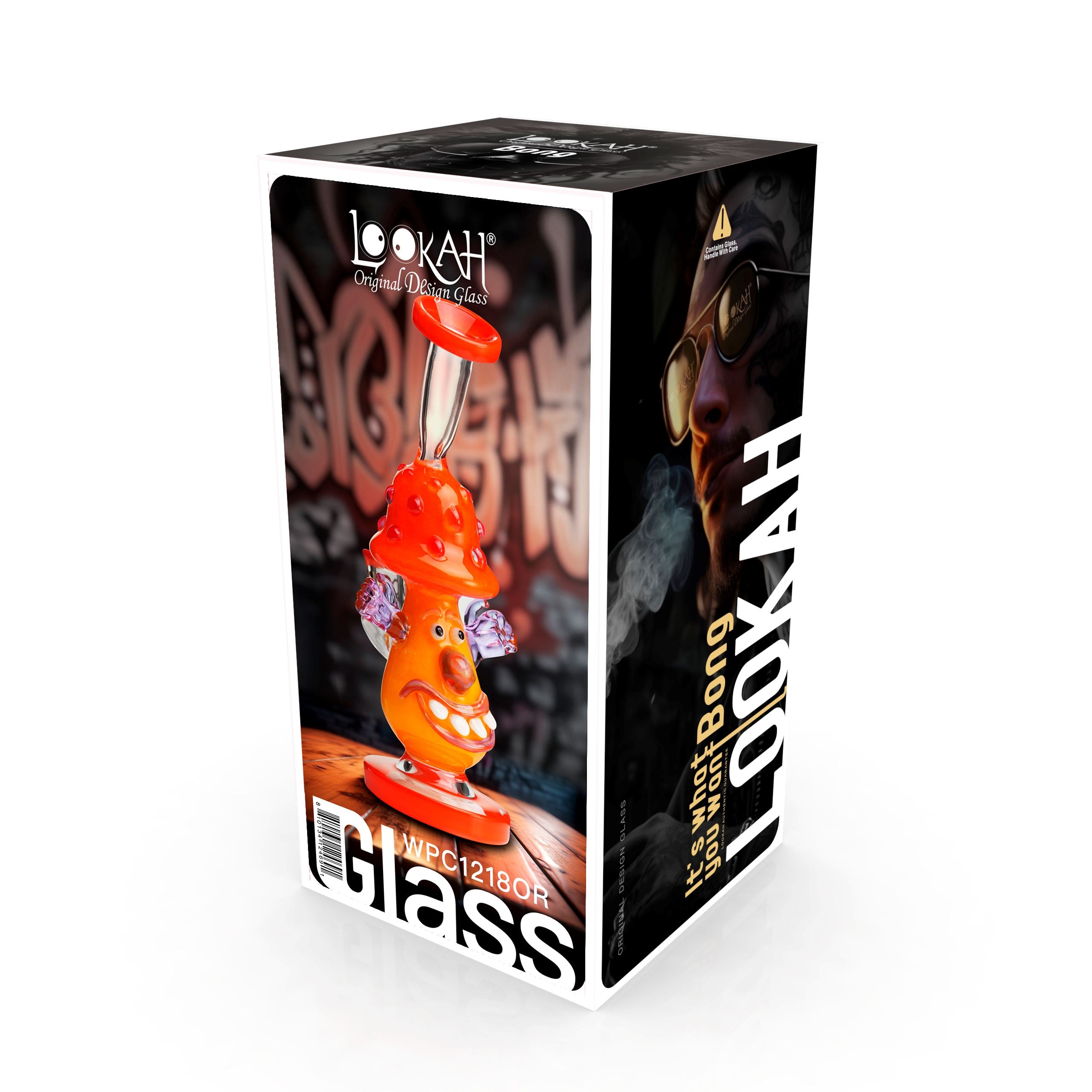 Lookah 8.3” Cute Clown Mushroom Dab Rig (WPC1218) Orange with Packaging