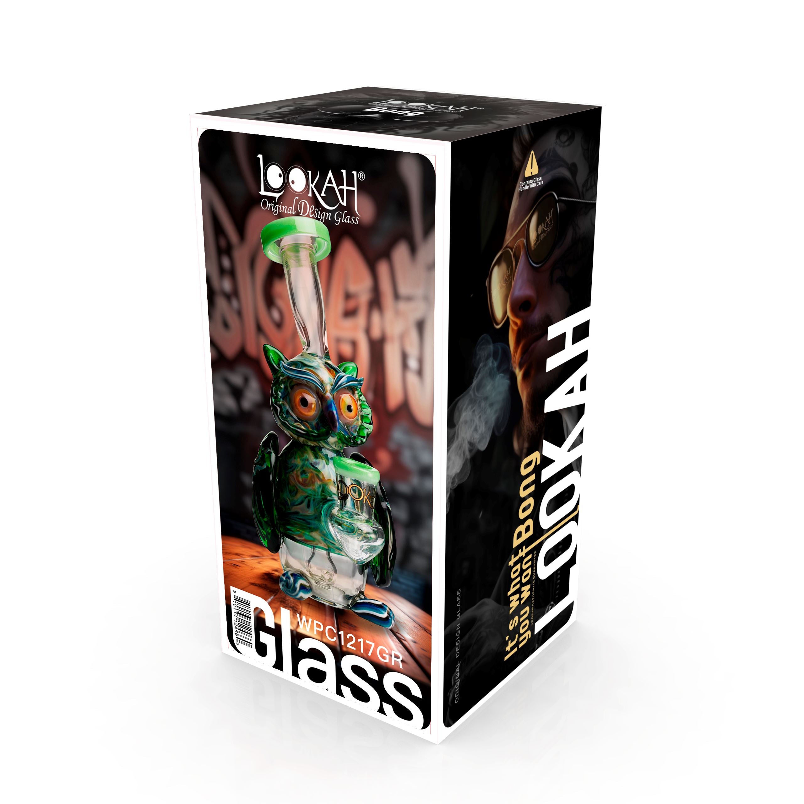Lookah 7” Mini Cute Owl Dab Rig (WPC1217) Green with Packaging