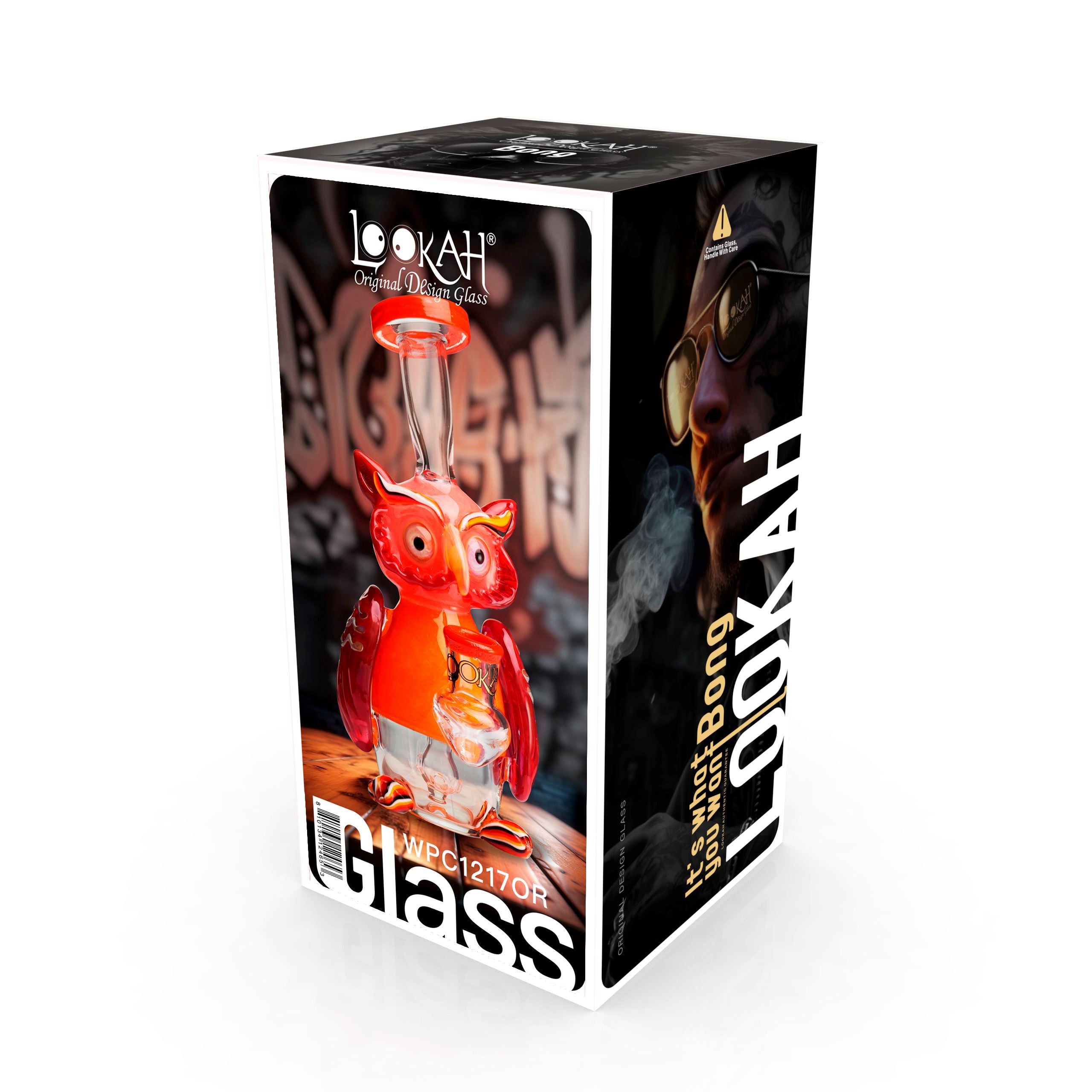 Lookah 7” Mini Cute Owl Dab Rig (WPC1217) Orange with Packaging