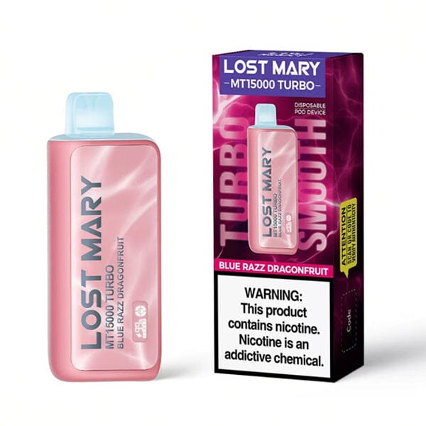 Lost Mary MT15000 Turbo Disposable blue razz dragonfruit with packaging