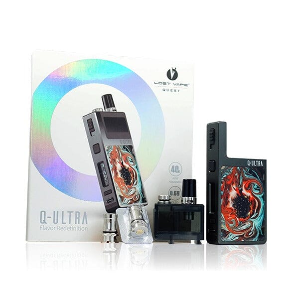 Lost Vape Orion Q-Ultra 40w Kit with packaging and contents