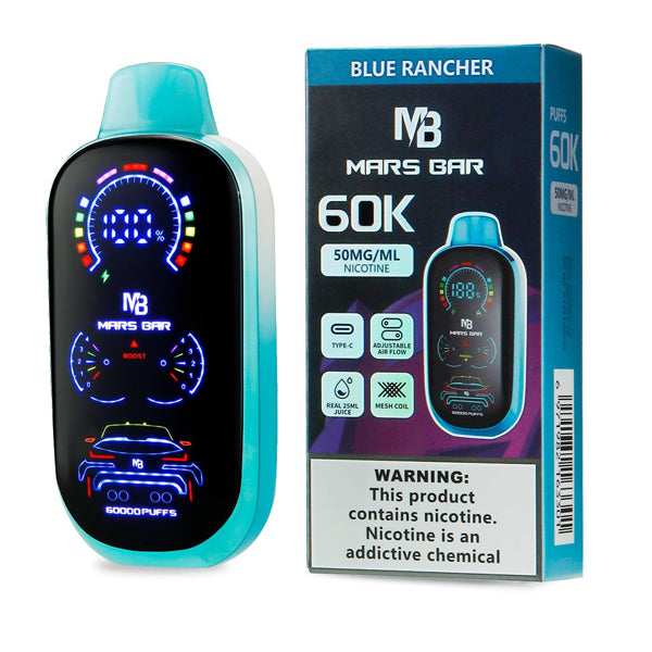 Mars Bar 60K Disposable blue rancher with packaging