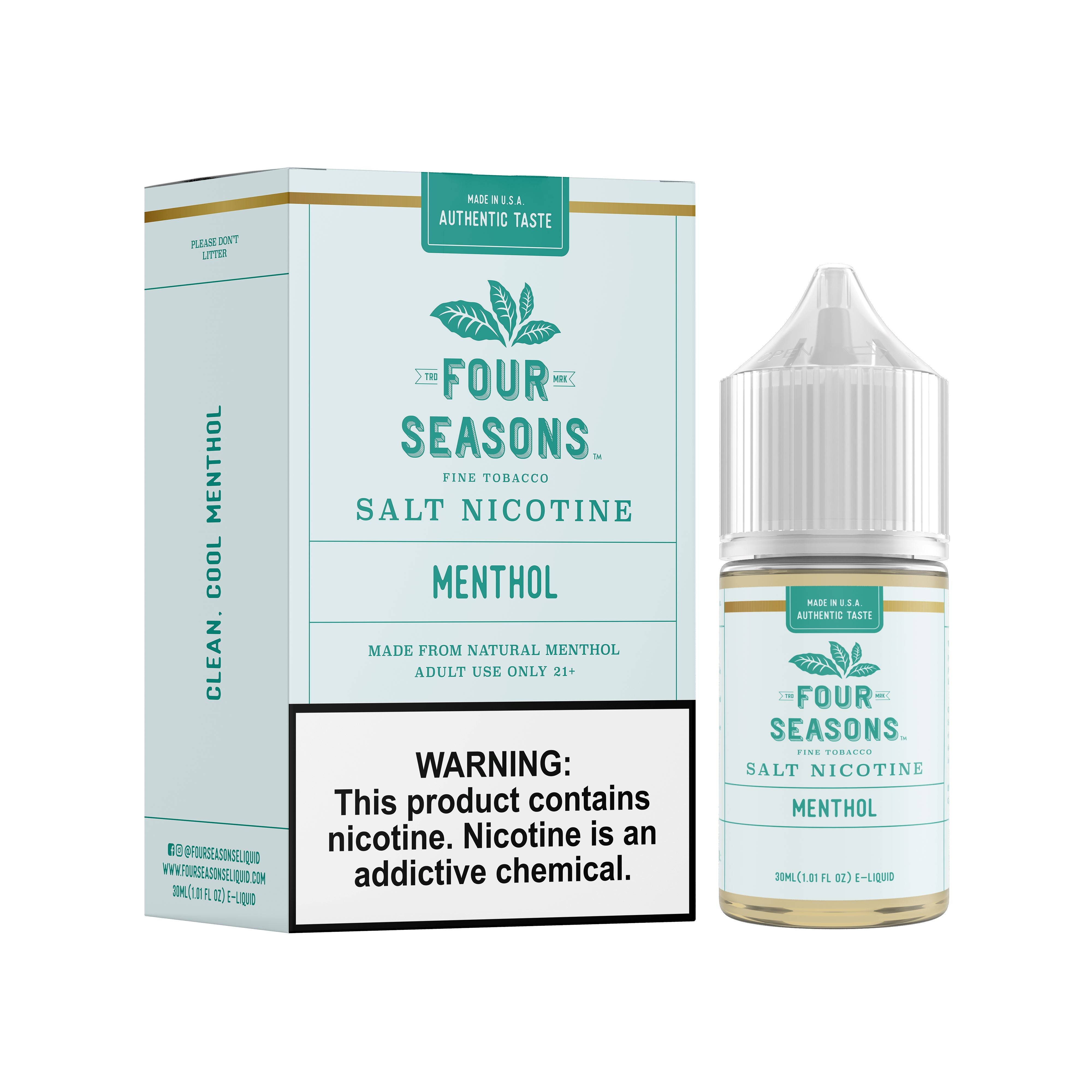 Menthol by Four Seasons Salt 30ML with packaging