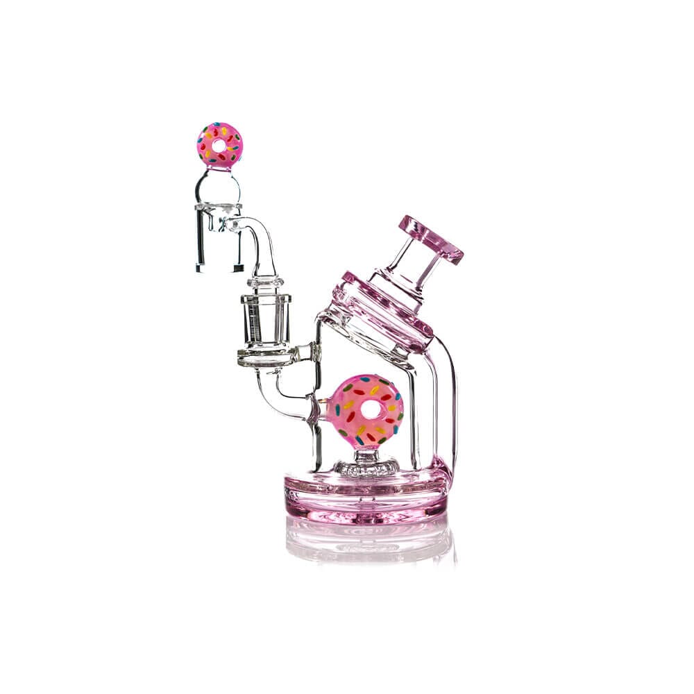 MKGlass TX32 Toxic Donut Recycler Rig 6″ Water Pipe - Pink