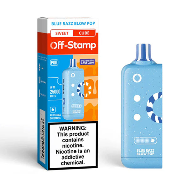 Off Stamp X Cube Disposable blue razz blow pop with packaging
