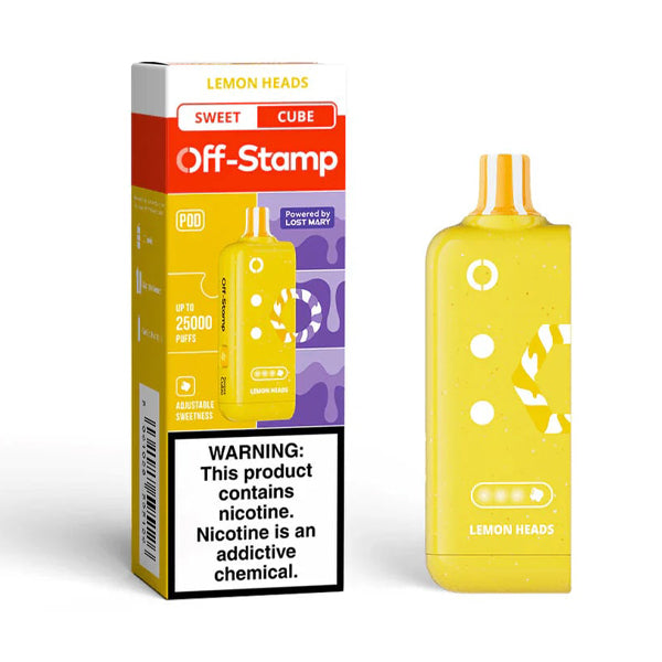 Off Stamp X Cube Disposable lemon heads with packaging