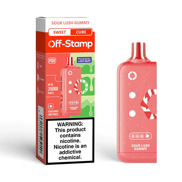 Off Stamp X Cube Disposable sour lush gummy with packaging