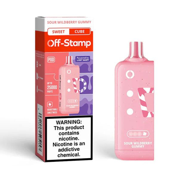 Off Stamp X Cube Disposable sour wildberry gummy with packaging