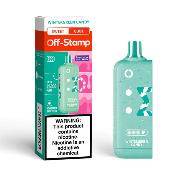 Off Stamp X Cube Disposable wintergreen candy with packaging