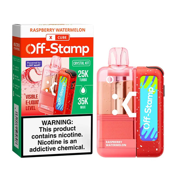 Off Stamp X Cube 35K Disposable Kit (Crystal Dispo + Power Dock) raspberry watermelon with packaging