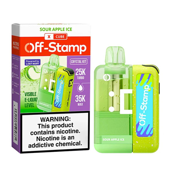Off Stamp X Cube 35K Disposable Kit (Crystal Dispo + Power Dock) sour apple ice with packaging