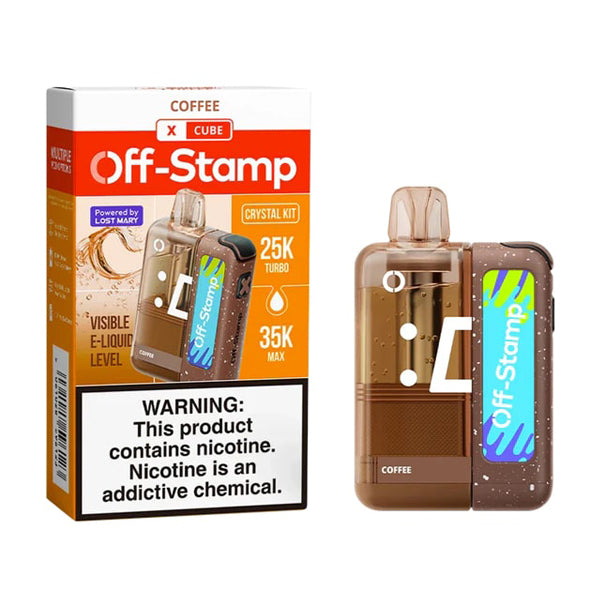 Off Stamp X Cube 35K Crystal Disposable + Power Dock coffee with packaging
